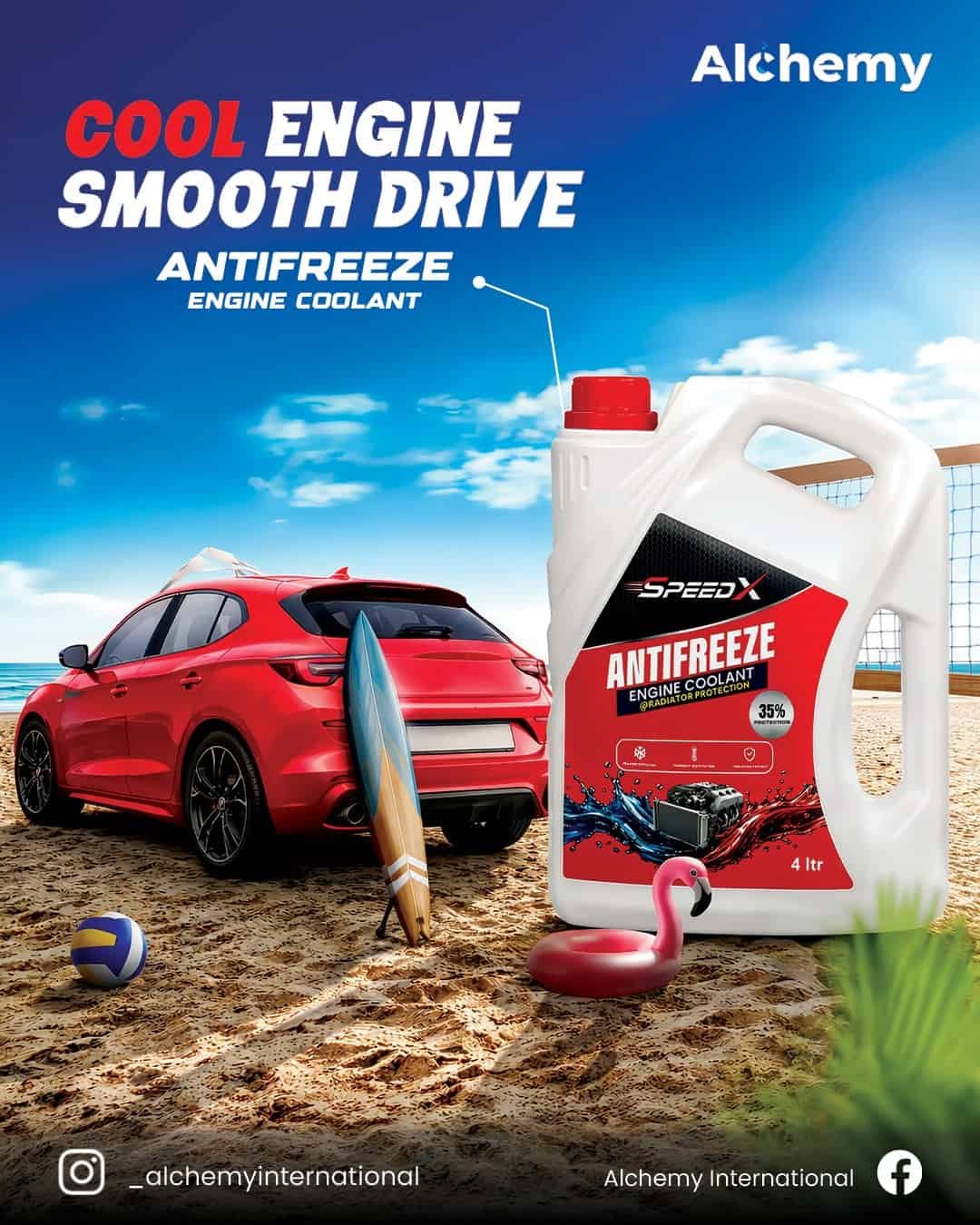 Graphic design portfolio by Shahazad featuring Chick's Box food posters and Alchemy automotive product advertisements