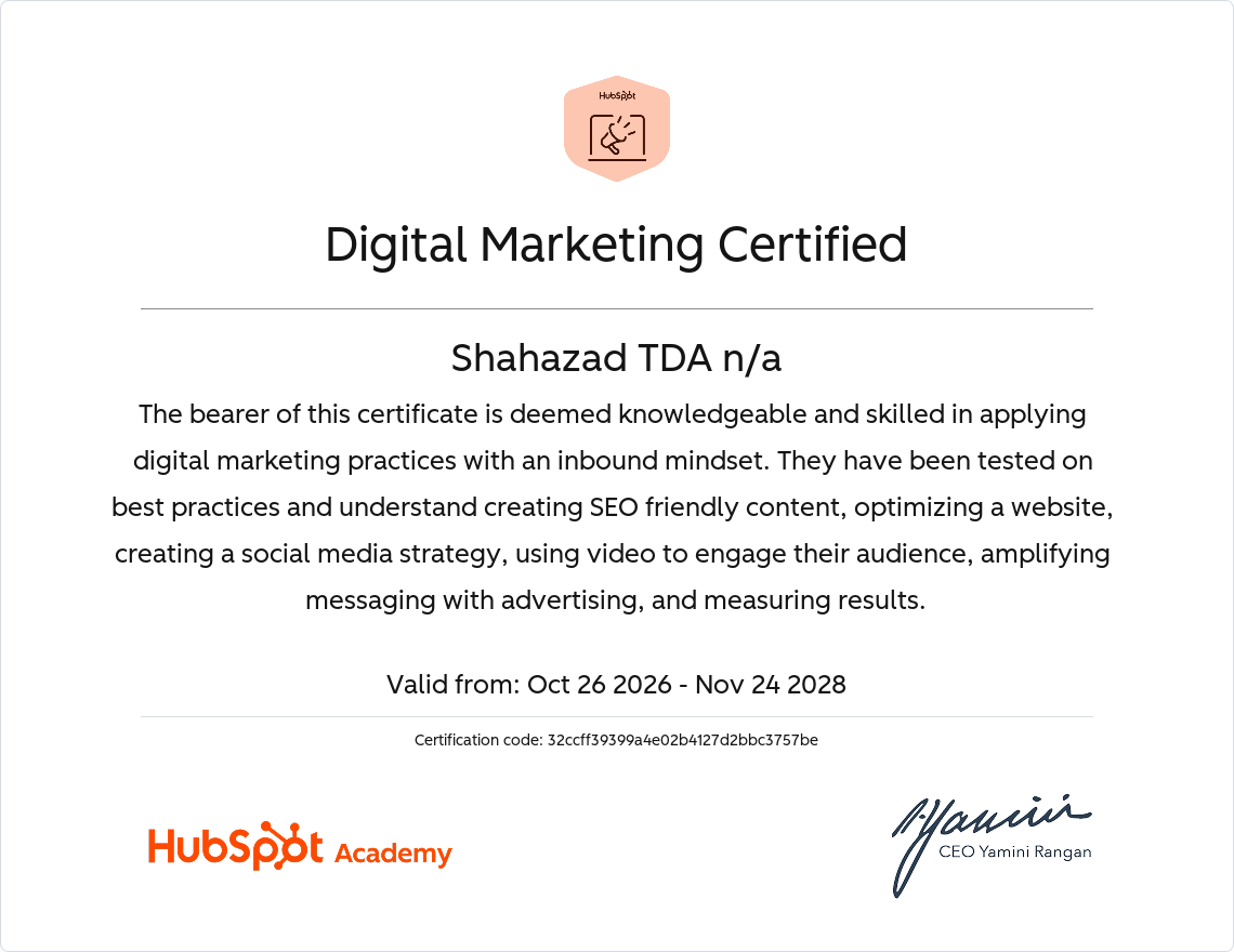 hubspot digital marketing certificate